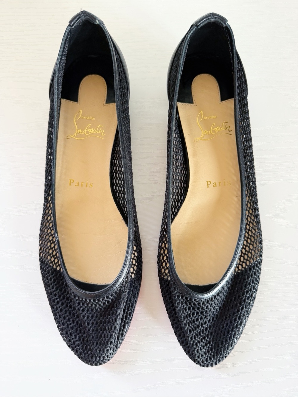 Christian Louboutin Filomena Black Mesh Ballet Flats EU 38.5